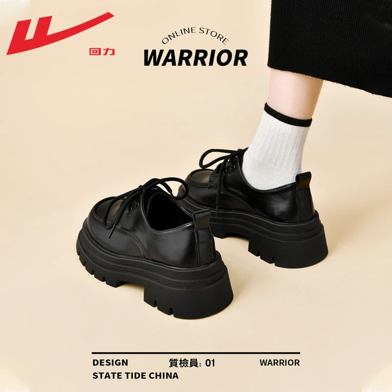 Warrior/回力女鞋小皮鞋女2025爆款夏季玛丽珍英伦厚底乐福鞋女