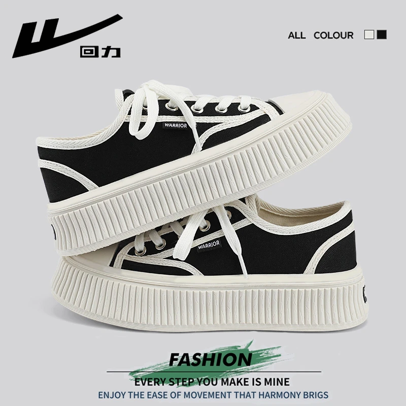 Warrior/回力女鞋帆布鞋2025春夏小白鞋小众百搭鞋子厚底饼干板鞋