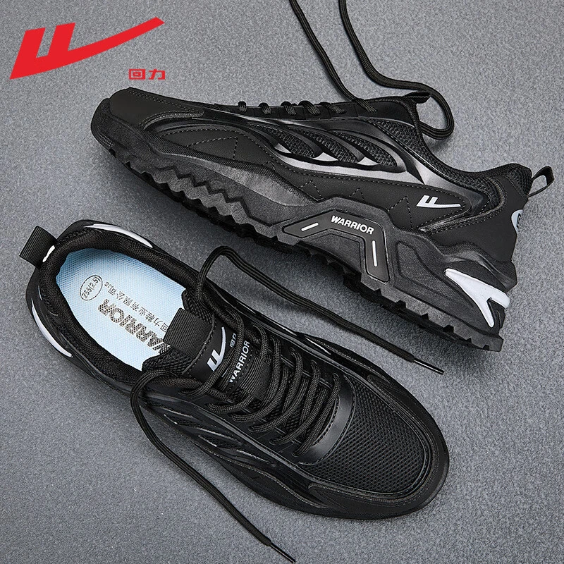 回力男鞋新款厚底增高老爹鞋子潮流百搭黑色运动鞋透气休闲跑步鞋