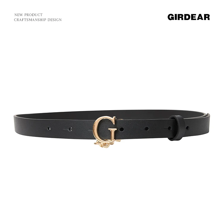 GIRDEAR/哥弟牛皮革同心协力系列小众G字母细腰带配饰皮带1900473