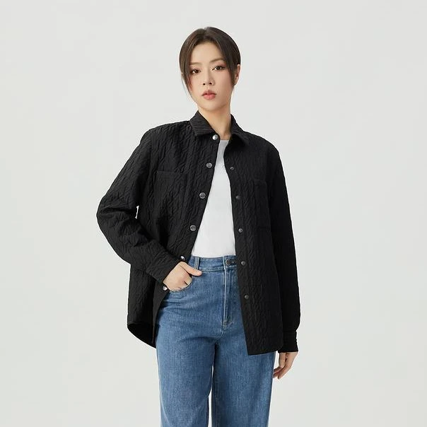 哥弟新款女装百搭显瘦格纹压线宽松长袖百搭休闲衬衫外套1400458