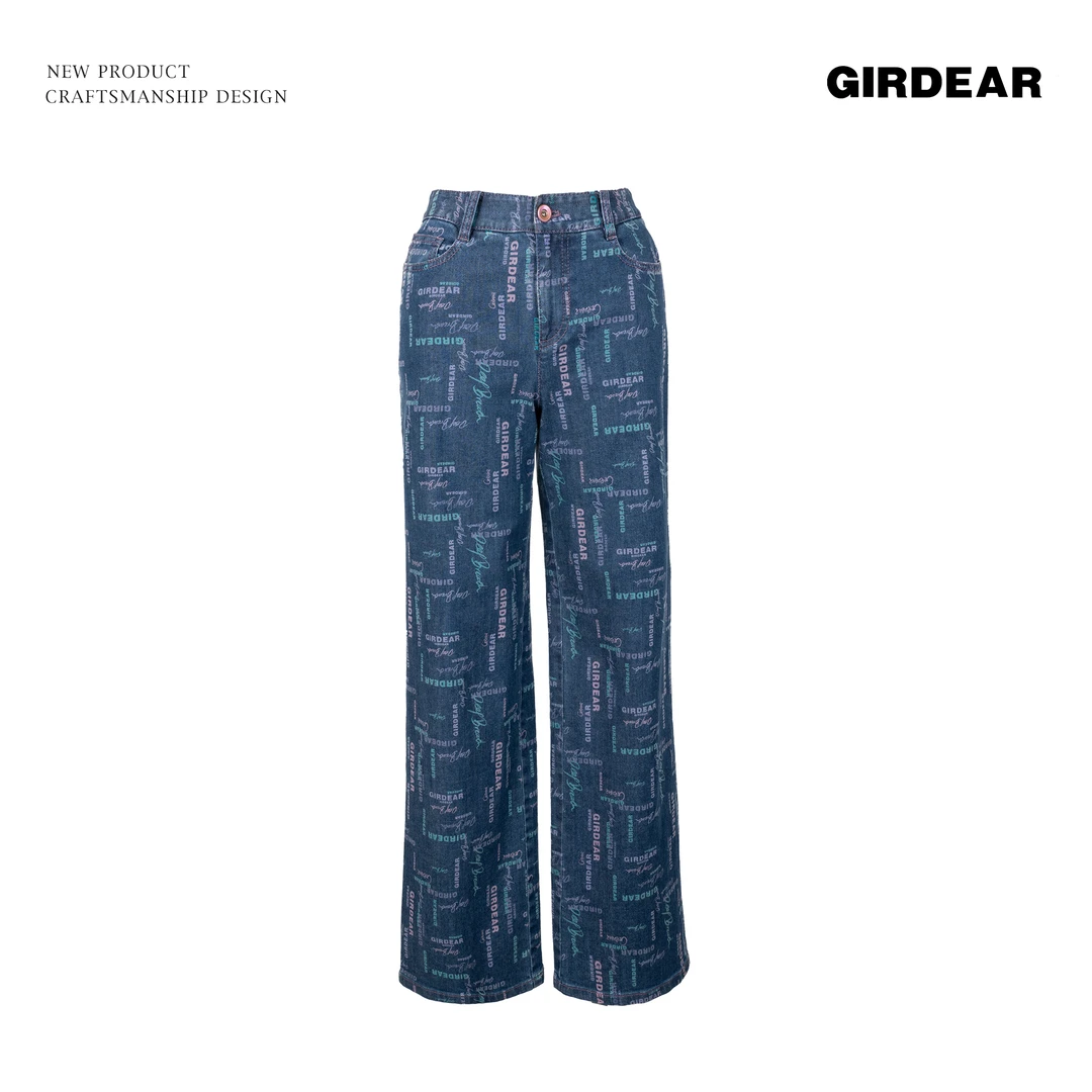 GIRDEAR/哥弟新款LOGO印花潮流中腰直筒百搭休闲长裤女士1100270