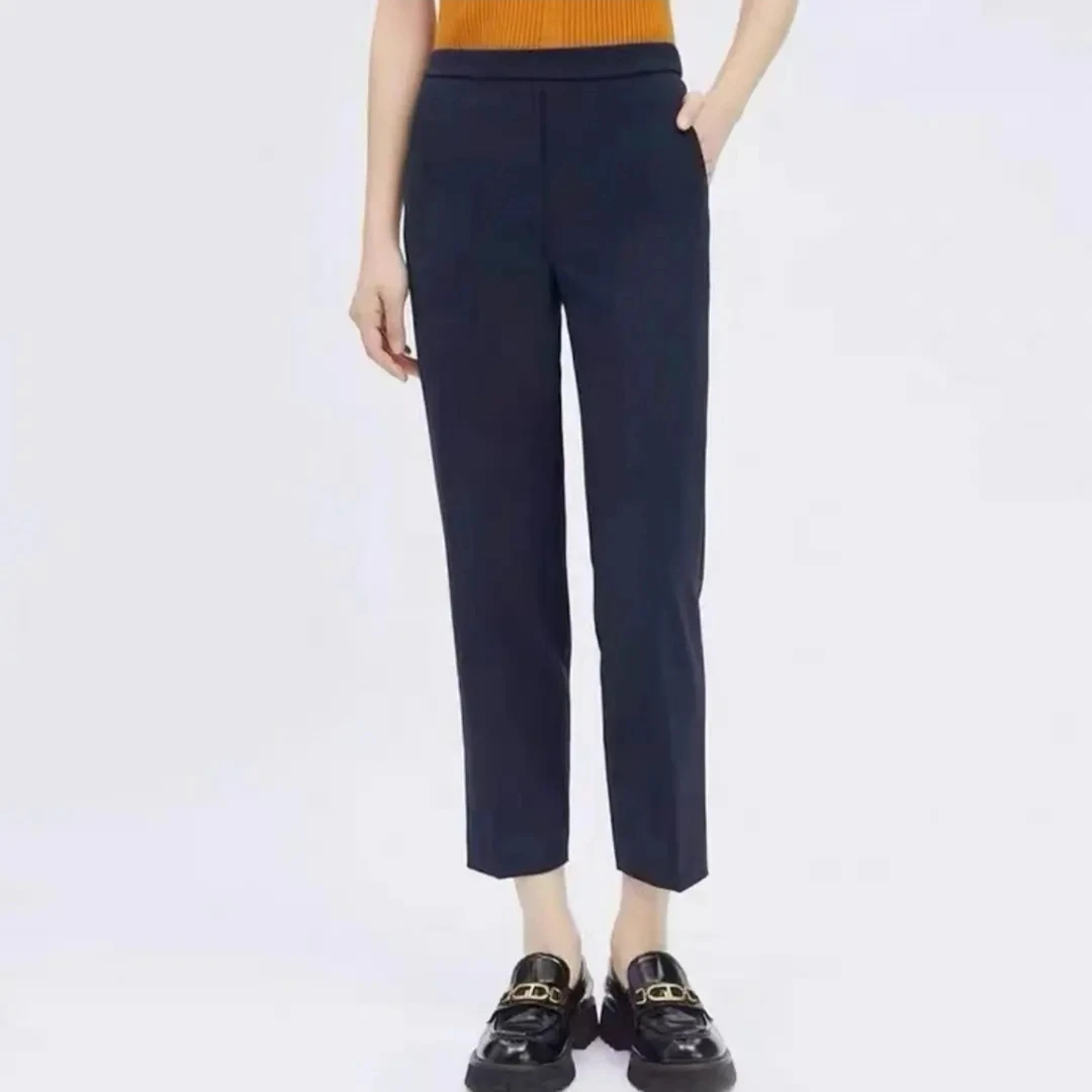 GIRDEAR/哥弟秋季新款显瘦女士时尚百搭松紧腰烟管九分裤1100279