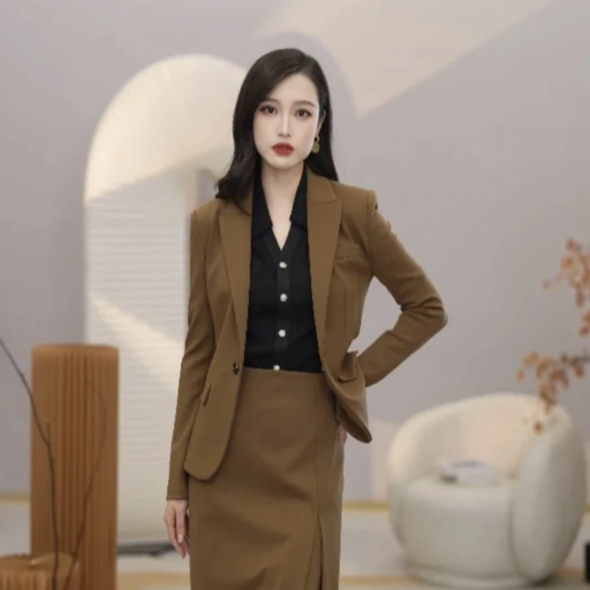 GIRDEAR/哥弟春季新款休闲气质一粒扣质感高级通勤西装女-1400757