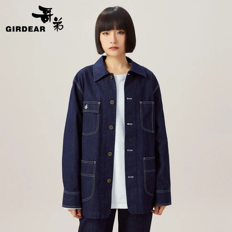 GIRDEAR/哥弟潮酷休闲时尚百搭复古工装长袖外套女1400679-20590
