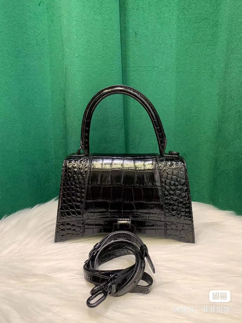 Balenciaga/巴黎世家 单肩包 黑色鳄压沙漏S mx6209/2409