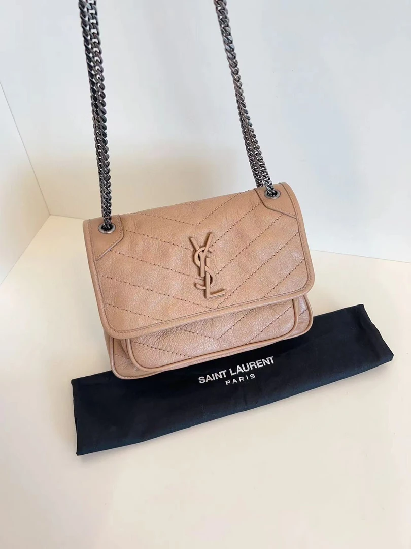 95新 YSL/圣罗兰 YSL奶茶色中号NIKI单肩包/xm11405