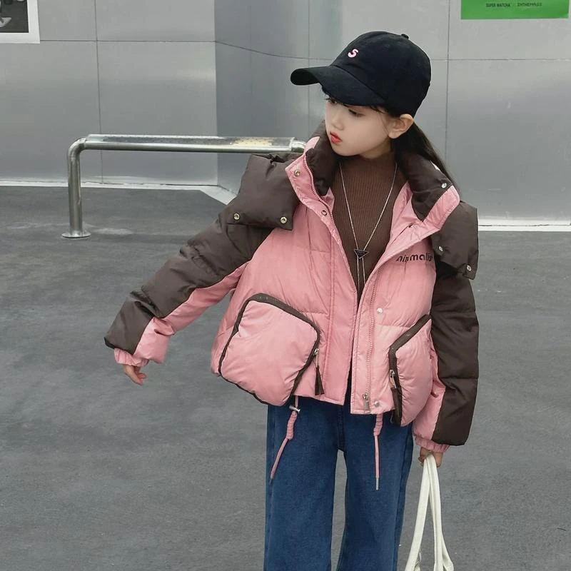 女童羽绒服冬装2024新款网红粉色保暖加厚儿童白鸭绒大童韩系洋气