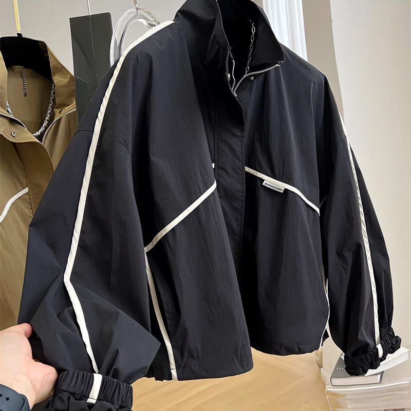 秋季爆款高级设计感洋气别致夹克立领短款外套女春秋季冲锋衣韩版