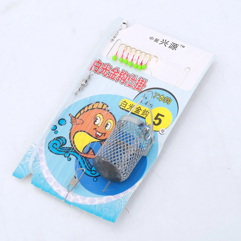 夜光七星钩白条串钩 路亚钓白光金钩 白条专杀串钩 夜光翘嘴带笼