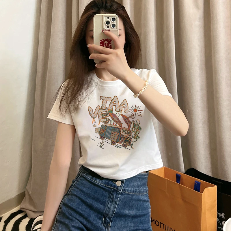 正肩白色t恤短袖女2023新款显瘦百搭小众独特设计感短款上衣ins潮