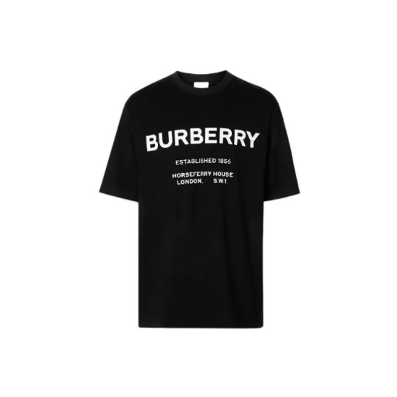 Burberry博柏利 1856纪念Logo字母印花圆领短袖T恤 男女同款 黑色