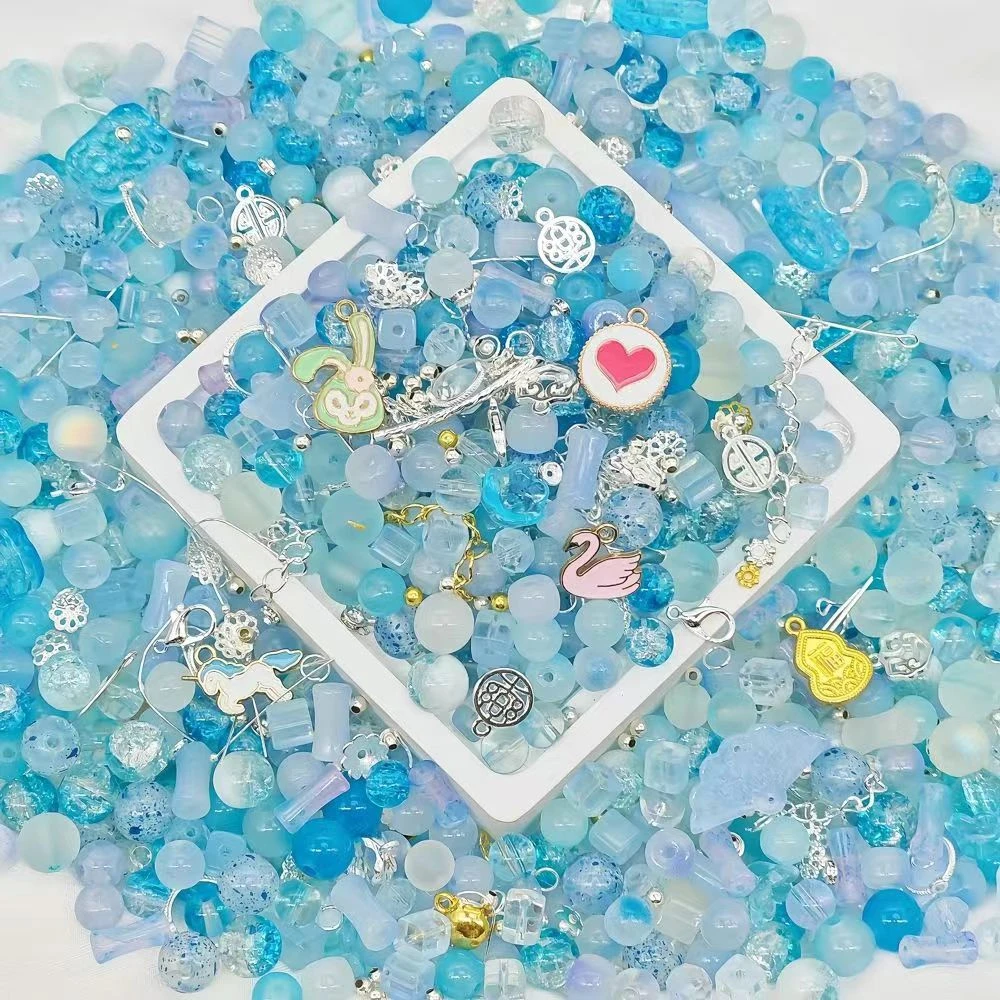 新年琉璃珠手工DIY材料串珠饰品有孔玻璃珠混装网红手链女孩首饰