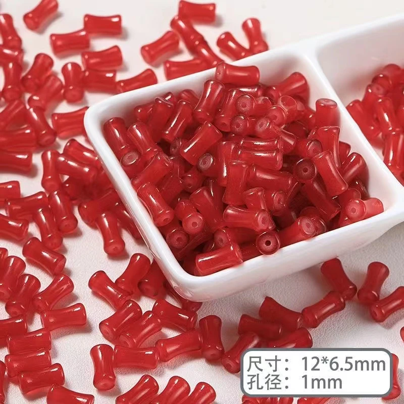 6×12mm新中式竹节玻璃珠diy手串手链饰品配件高级感小清新设计