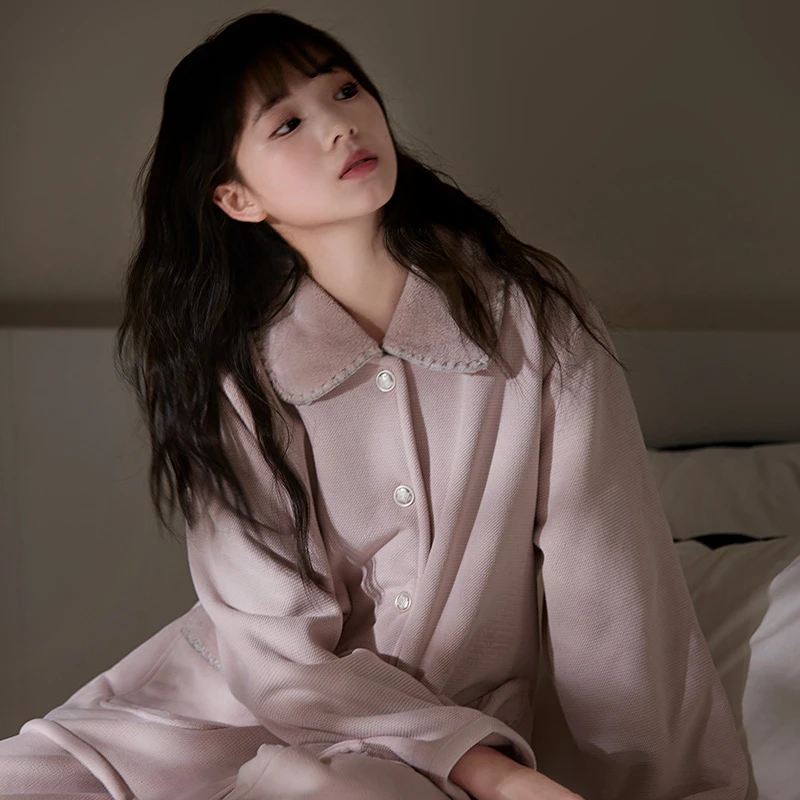 马克公主珊瑚绒睡衣女秋冬新款加厚毛绒套装冬天甜美高级感家居服