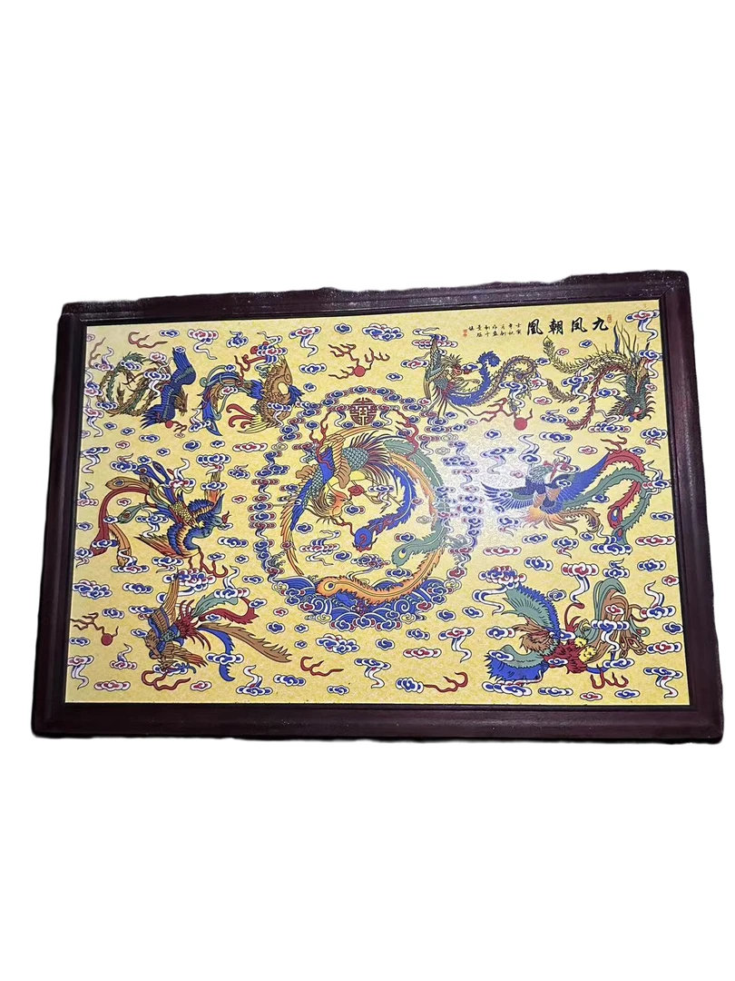 A067 九凤朝凰粉彩夜光釉瓷板画/批量不固定其中一件 陶瓷