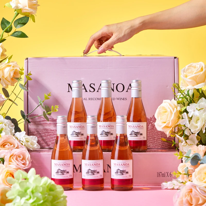 【中国生产】玛莎诺娅甄选桃红葡萄酒甜型12度187ml清爽晚安小酒-S1