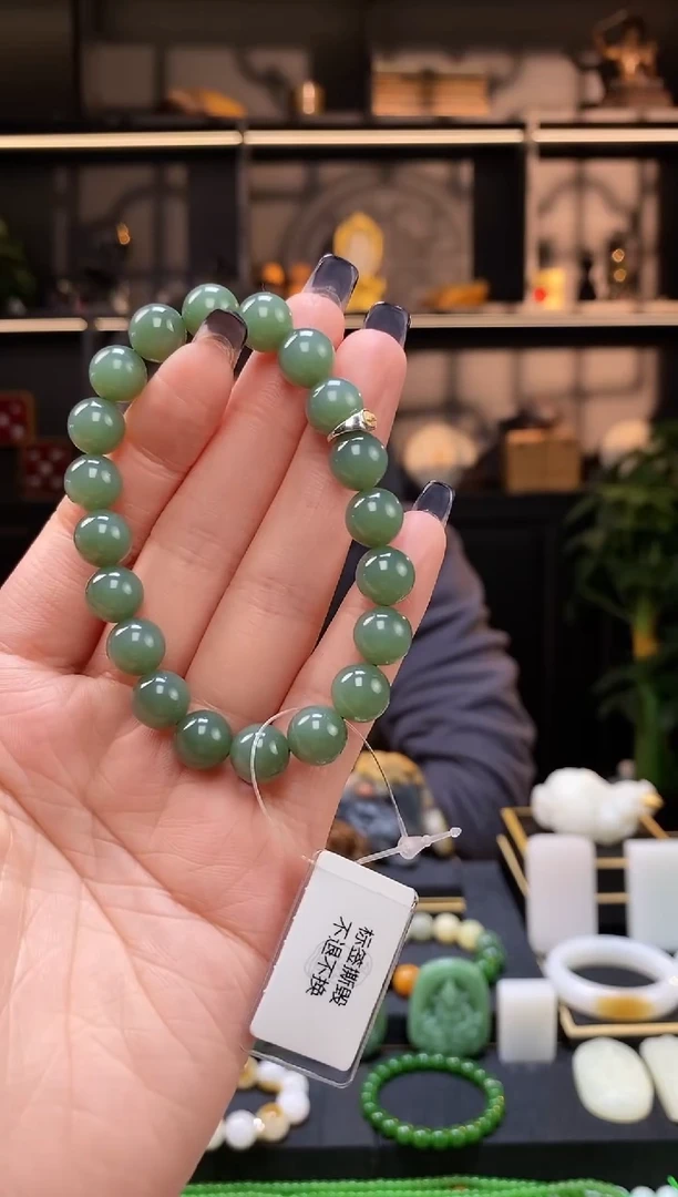 【闪购商品】和田玉-未镶嵌10mm粉青手串