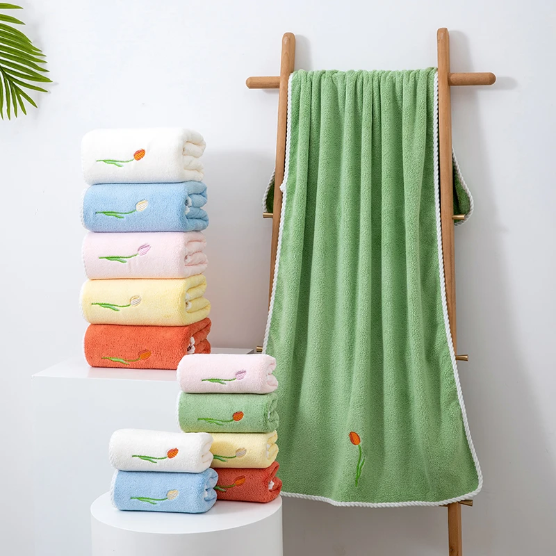浴巾珊瑚绒毛巾套巾加厚家用吸水柔软速干不掉毛成人男女洗澡可裹