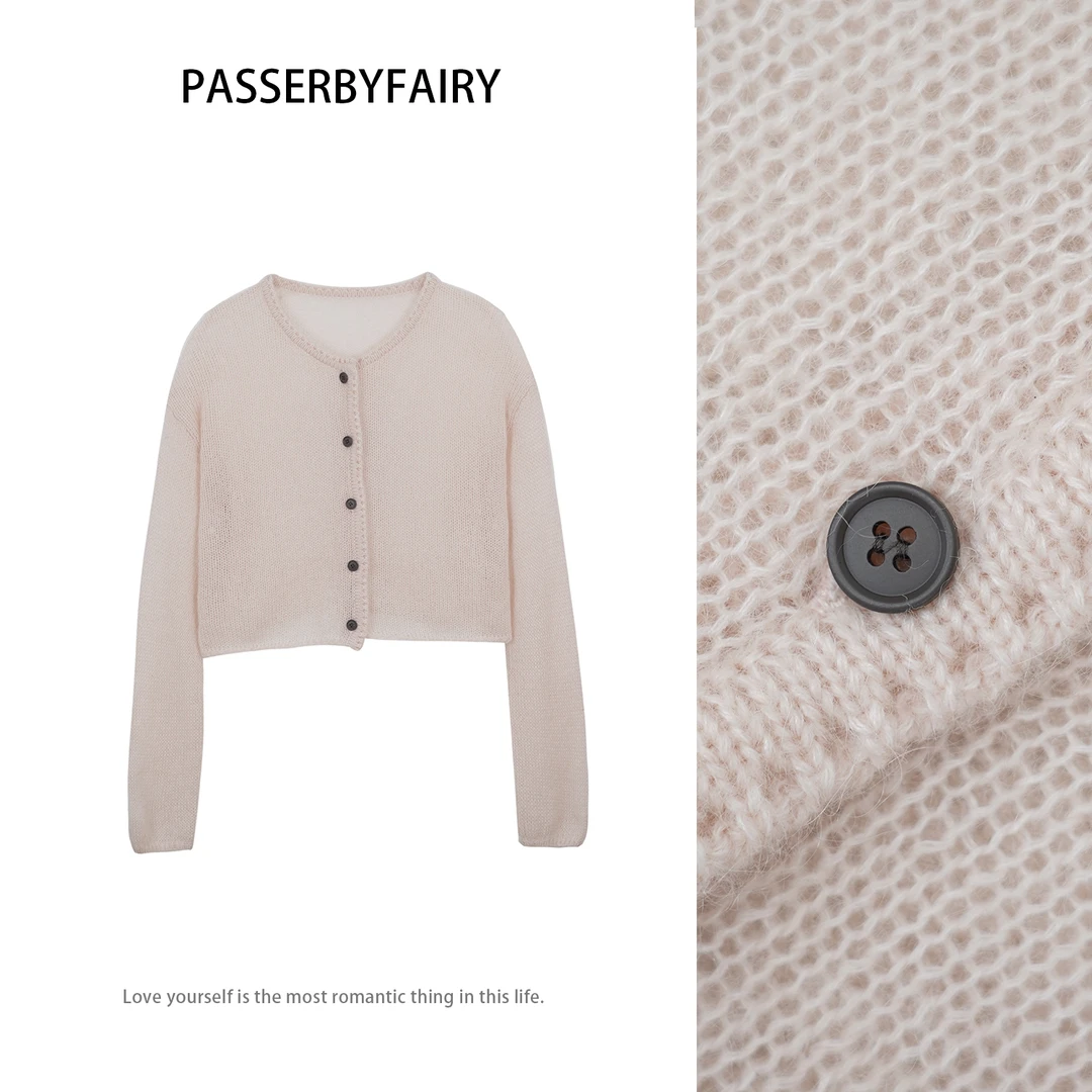 PASSERBYFAIRY 流光梦境 春款镂空毛绒感针织衫XZ0123