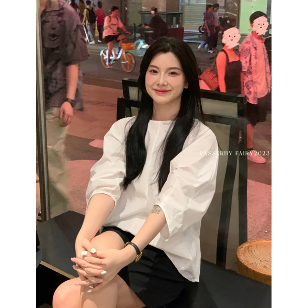 PASSERBY FAIRY 极简主义 韩版设计师款法式简约气质款衬衫XZ8624