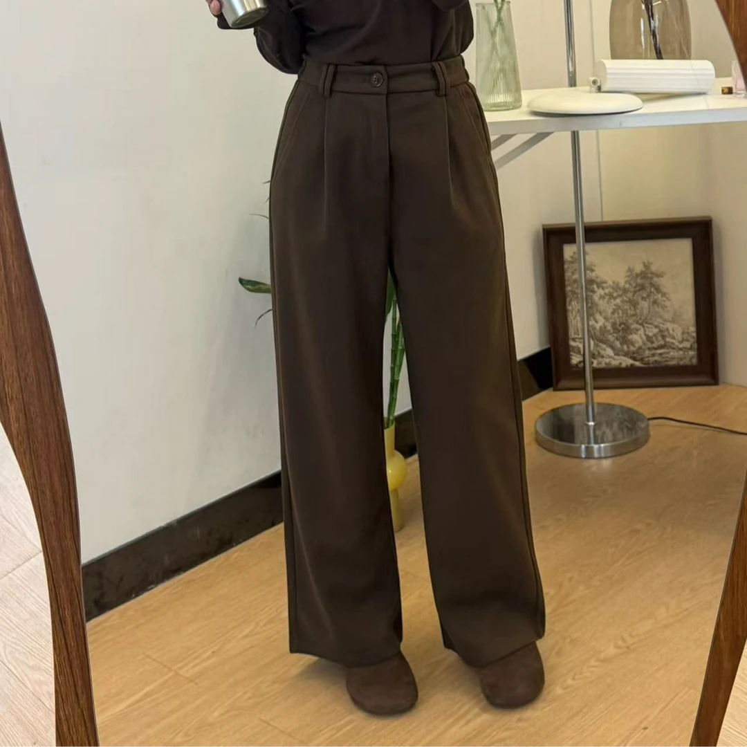 小个子高腰休闲裤时尚显瘦百搭复古宽松垂感韩版秋季