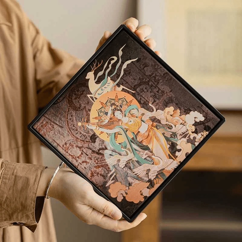 爆款吸水干泡盘壶承创意家用高档敦煌茶台陶瓷面板功夫茶盘托盘