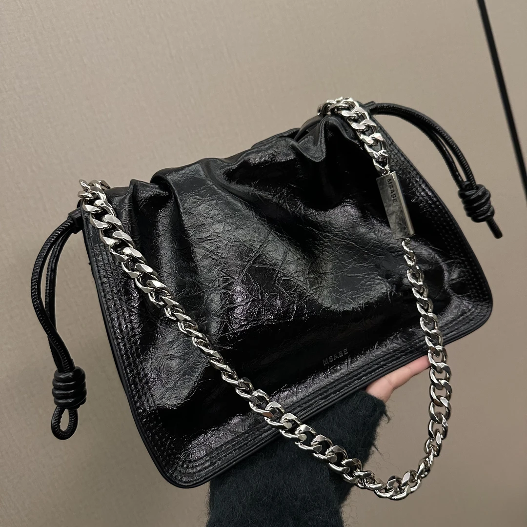 【云朵包】2025新款链条简约褶皱百搭女士单肩手提包小众腋下