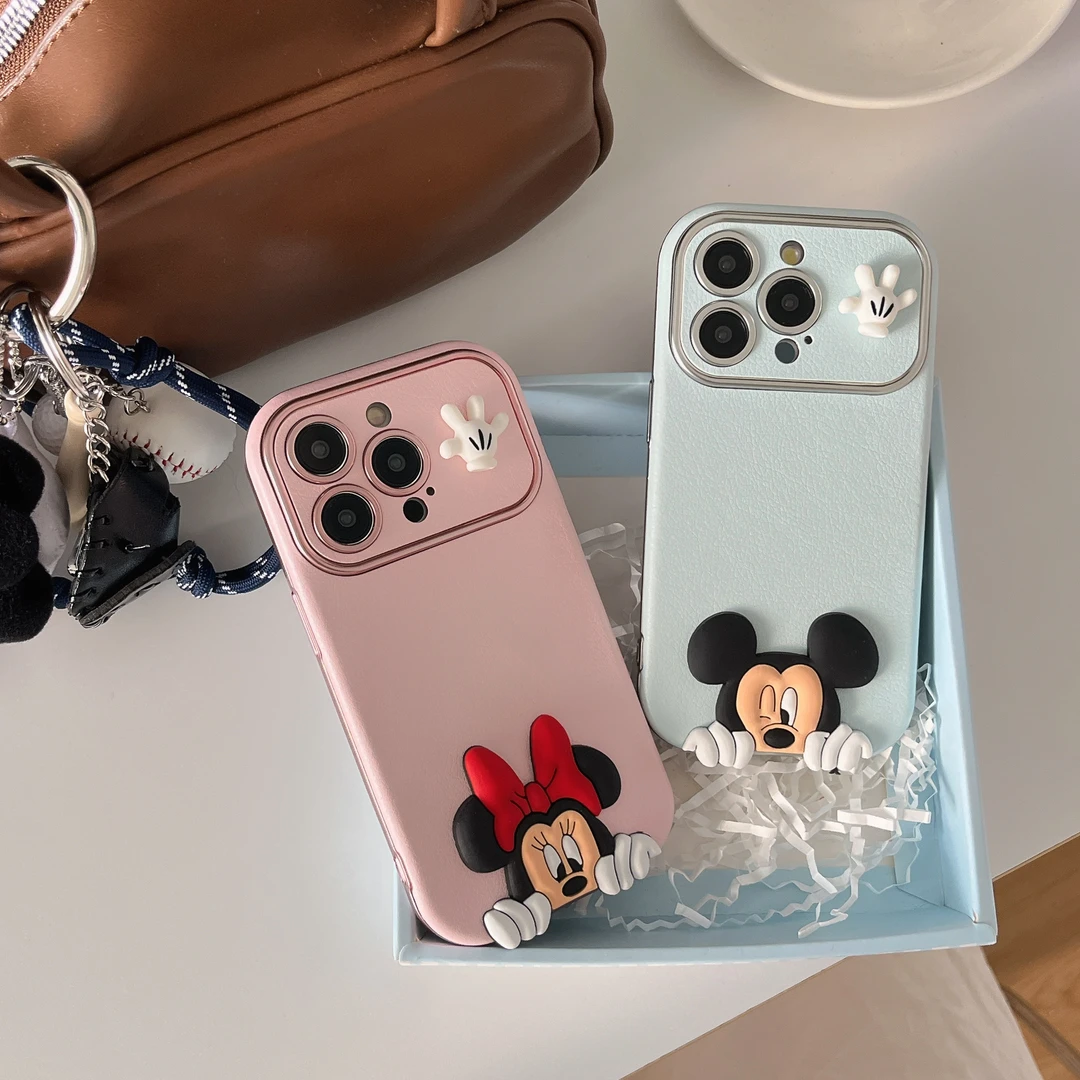 ins卡通米奇米妮适用于苹果15/15promax手机壳全包防摔