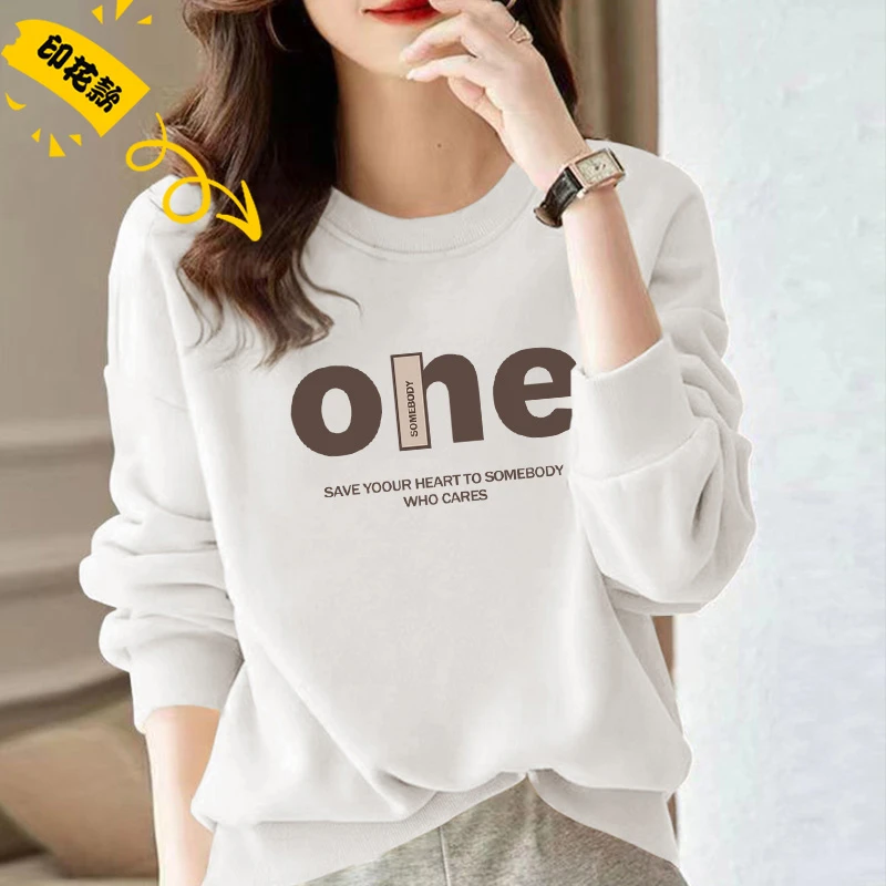 2024秋冬新款时尚显瘦宽松卫衣潮牌女上衣长袖百搭印花 D909