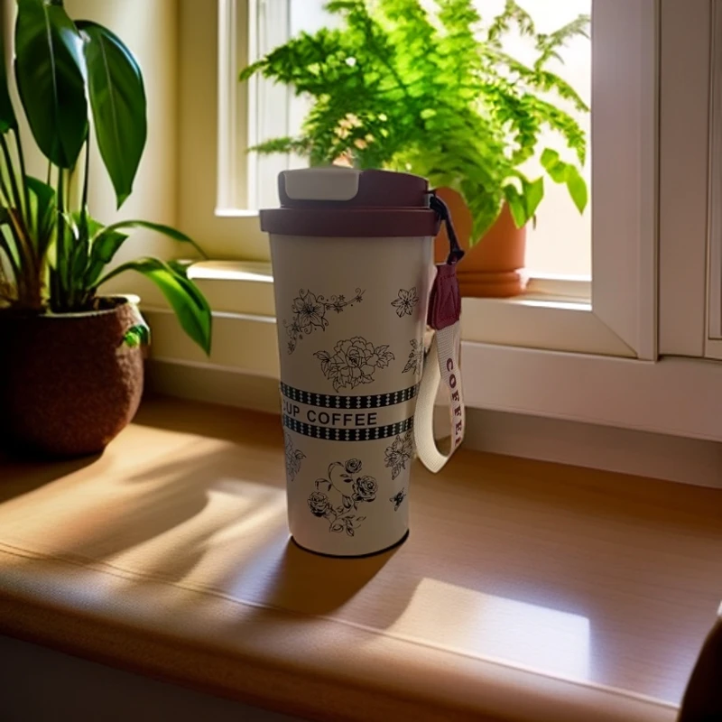 新款保温杯铃兰杯2024保温保冷 高颜值车载杯子咖啡杯便捷吸管杯