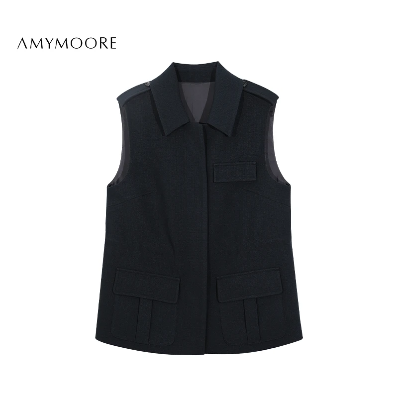 AMYMOORE【为爱放价】 时尚无袖气质显瘦经典百搭女43400马夹