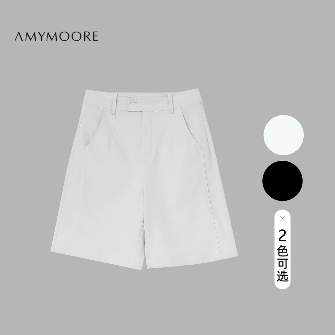 【为爱放价】AMYMOORE夏舒柔特直筒中高腰短裤休闲五分裤女士161875