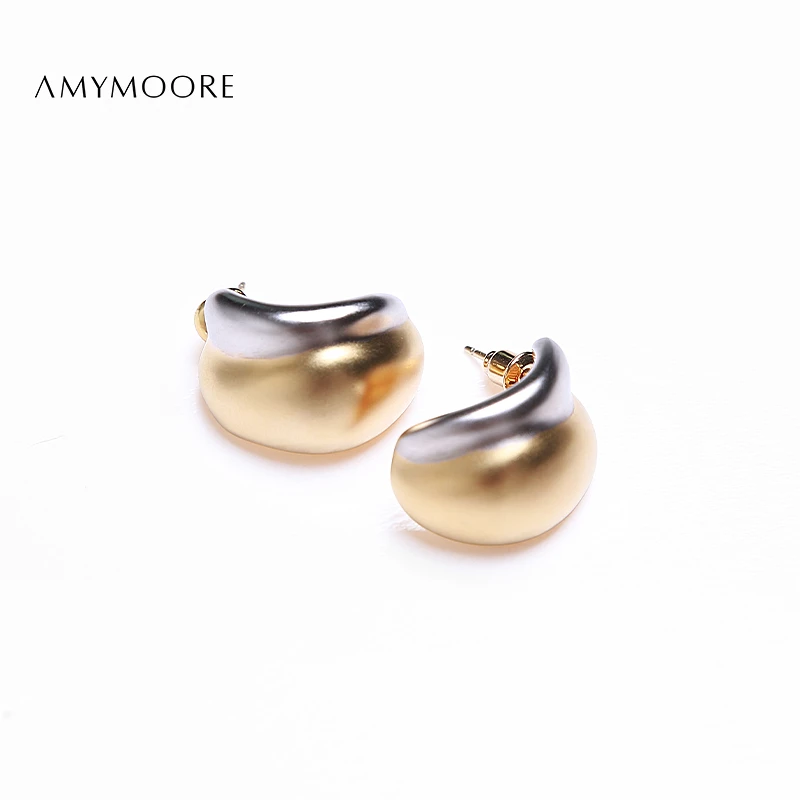AMYMOORE 铜合金耳饰 艾莫尔耳金色饰简约百搭轻奢气质 86319