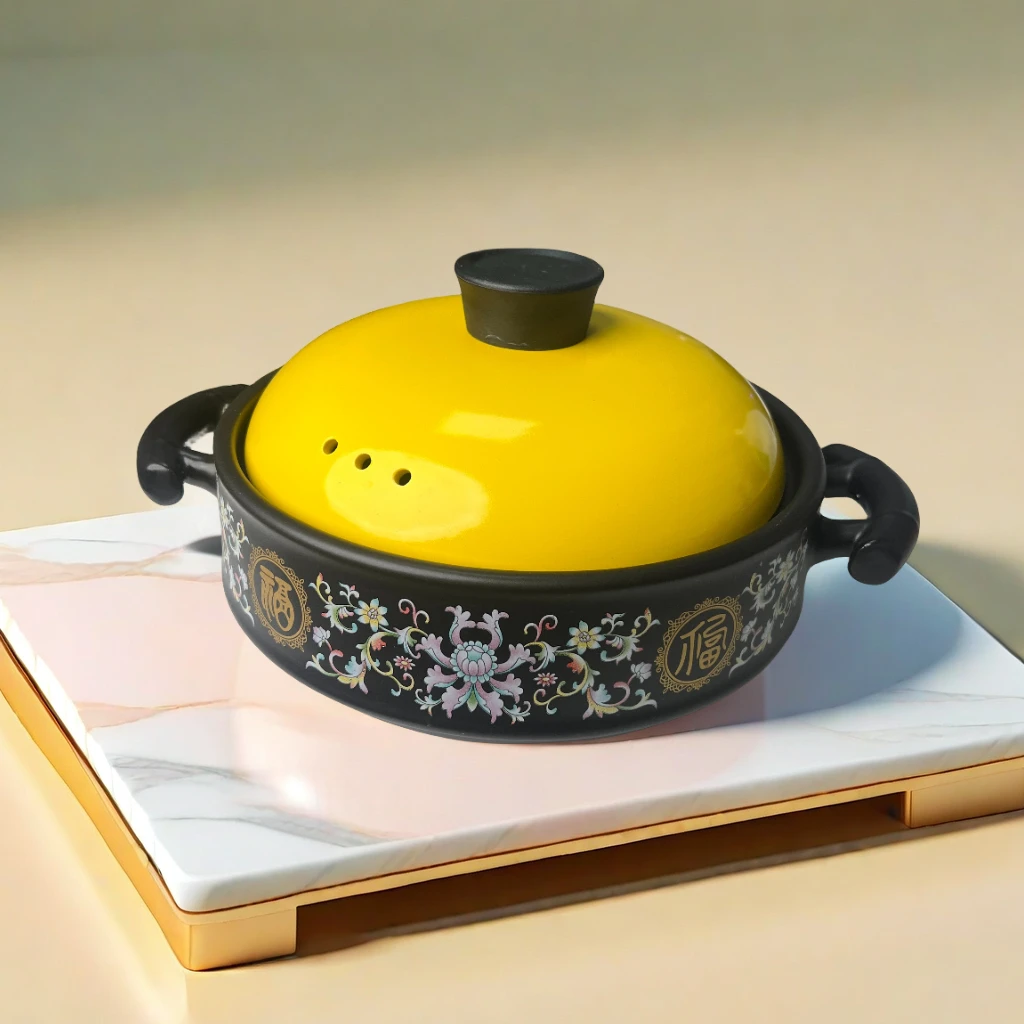 【双十一特惠】 3.8L印花干烧煲炒菜砂锅家用炖煲汤燃气干烧不裂砂