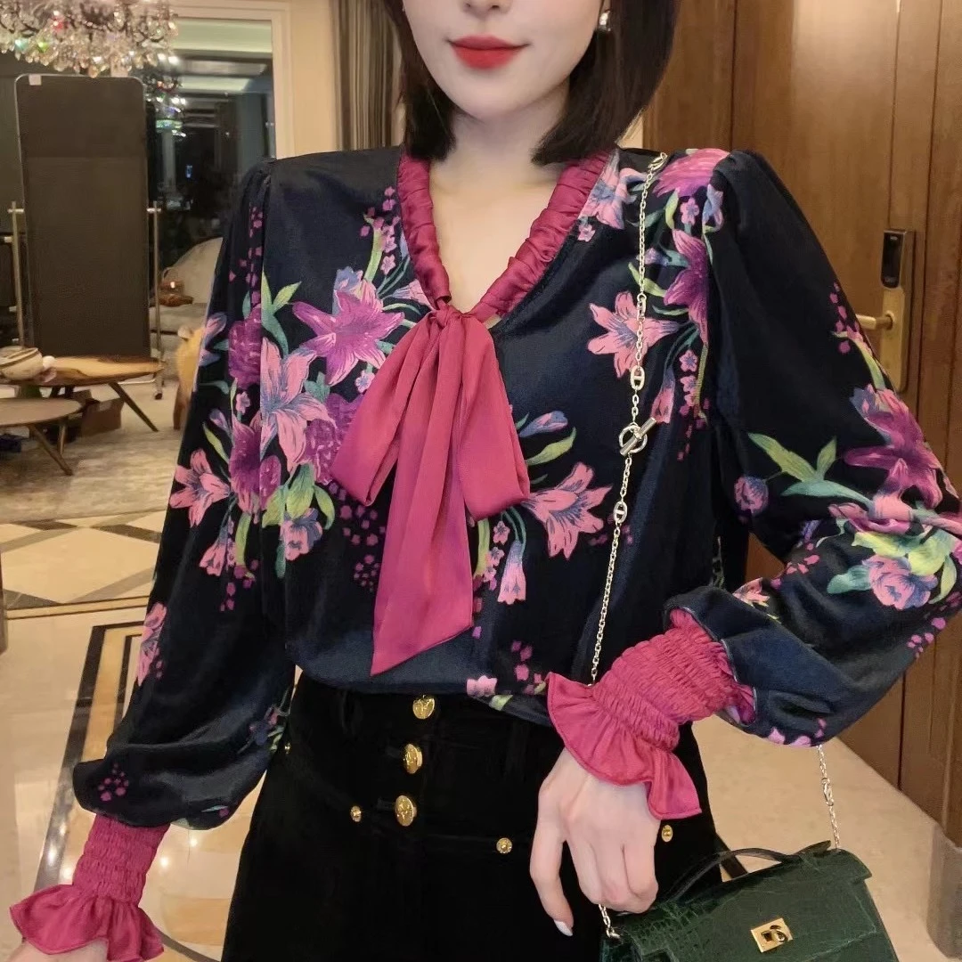 新品国风轻奢衬衫小众长袖上衣显瘦气质洋气复古百搭时尚衬衫