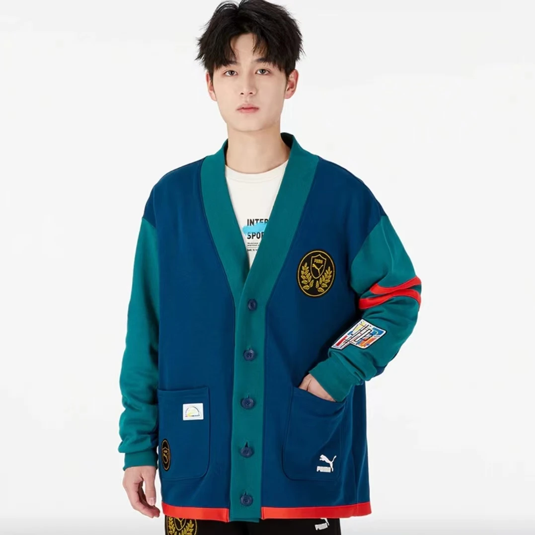 PUMA彪马情侣同款时尚潮流舒适休闲开衫宽松偏大针织外套537004