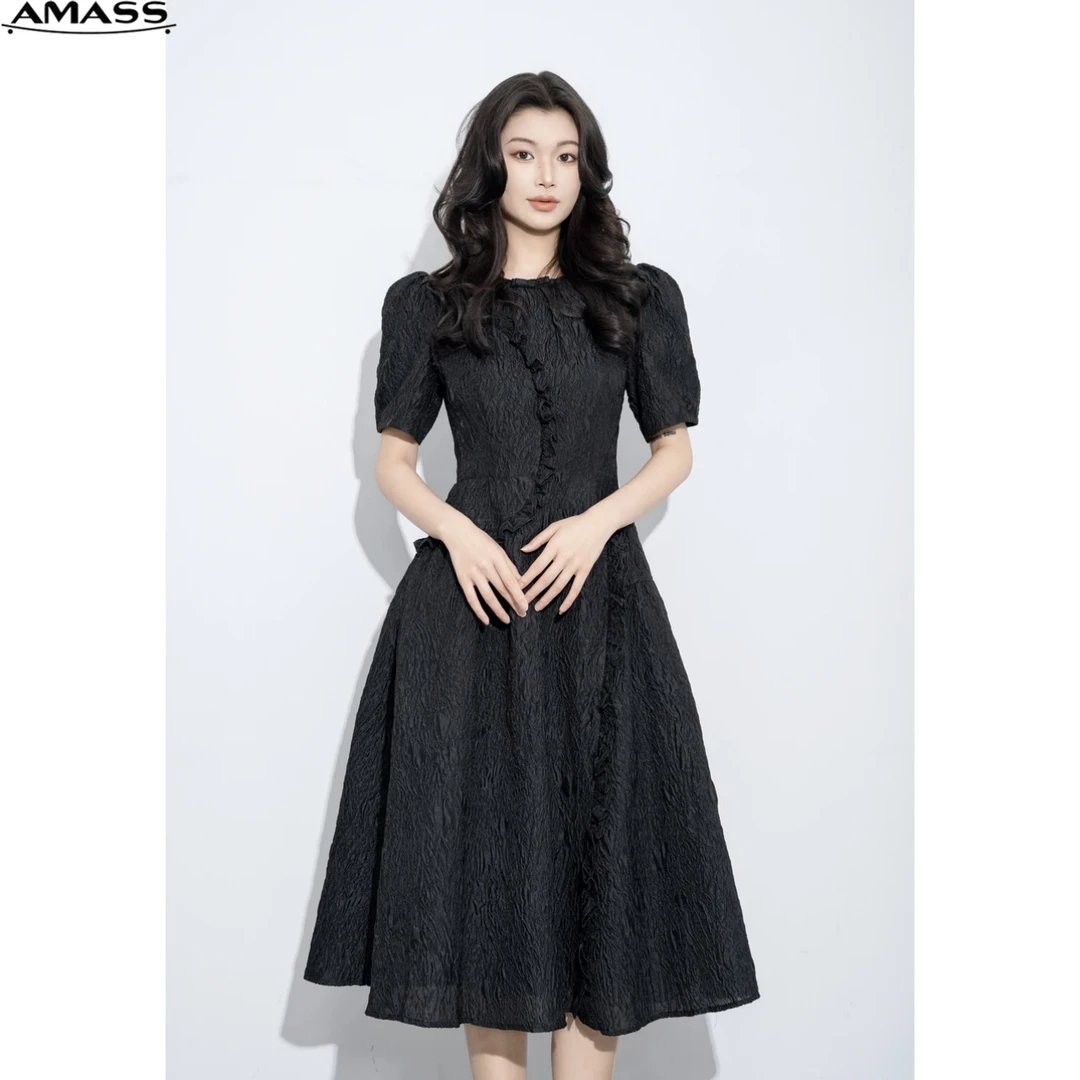 AMASS/阿玛施气质高级感女装肌理感工艺精致花边洋装裙女 5500479