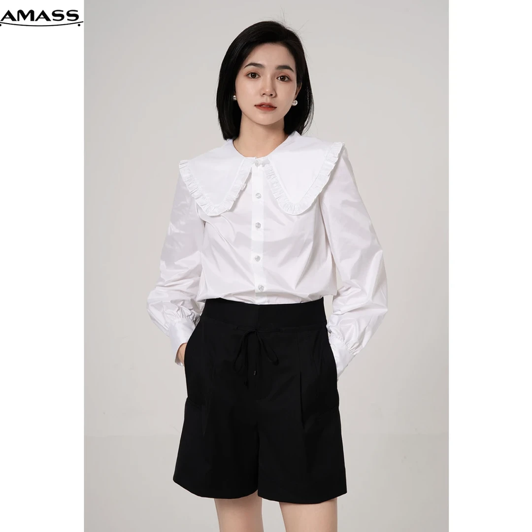 AMASS/阿玛施【商场同款】 荷叶领单排扣娃娃衬衫长袖衬衣 5300814