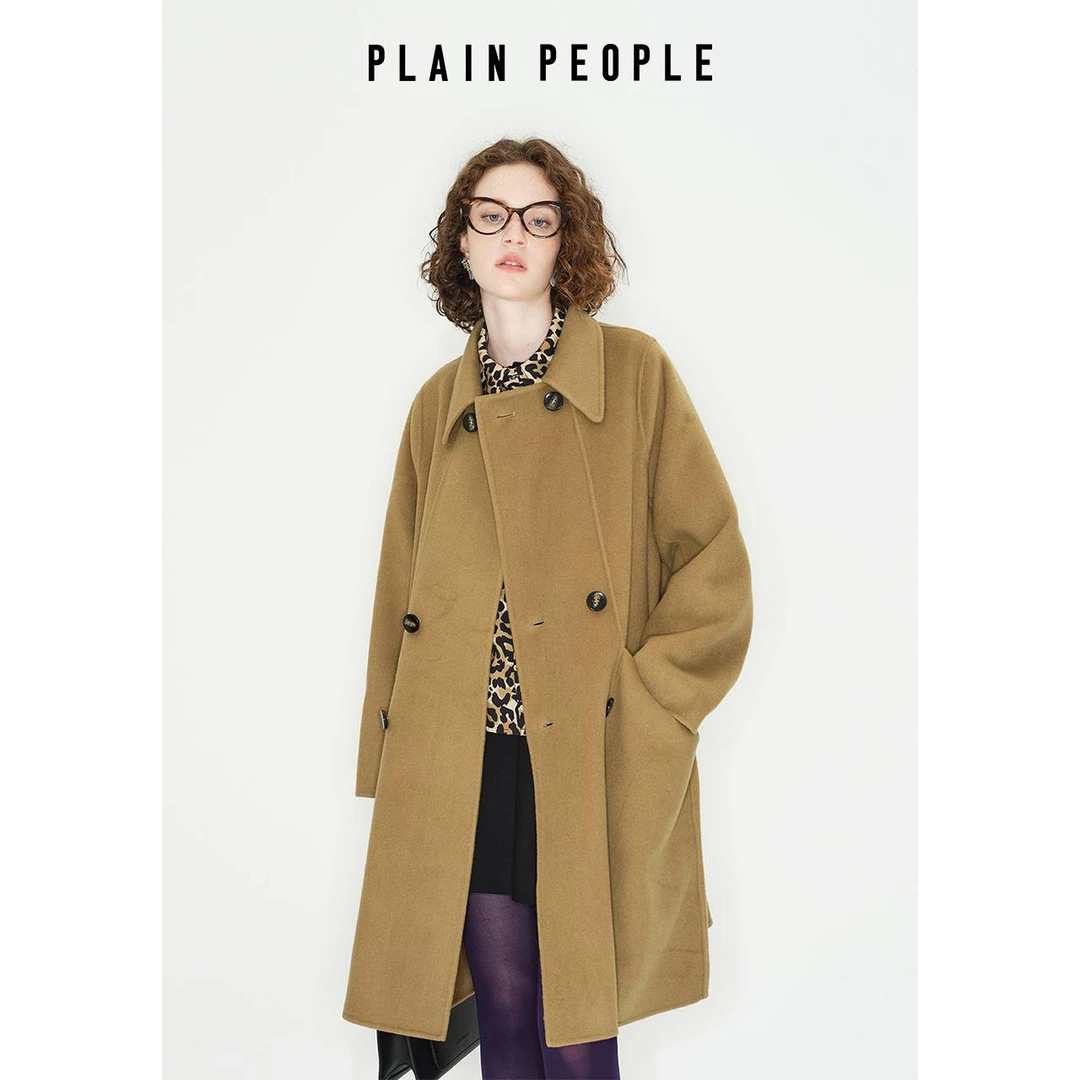 PLAIN PEOPLE美拉德复古学院风绵羊毛双面呢毛呢大衣2025冬季新品