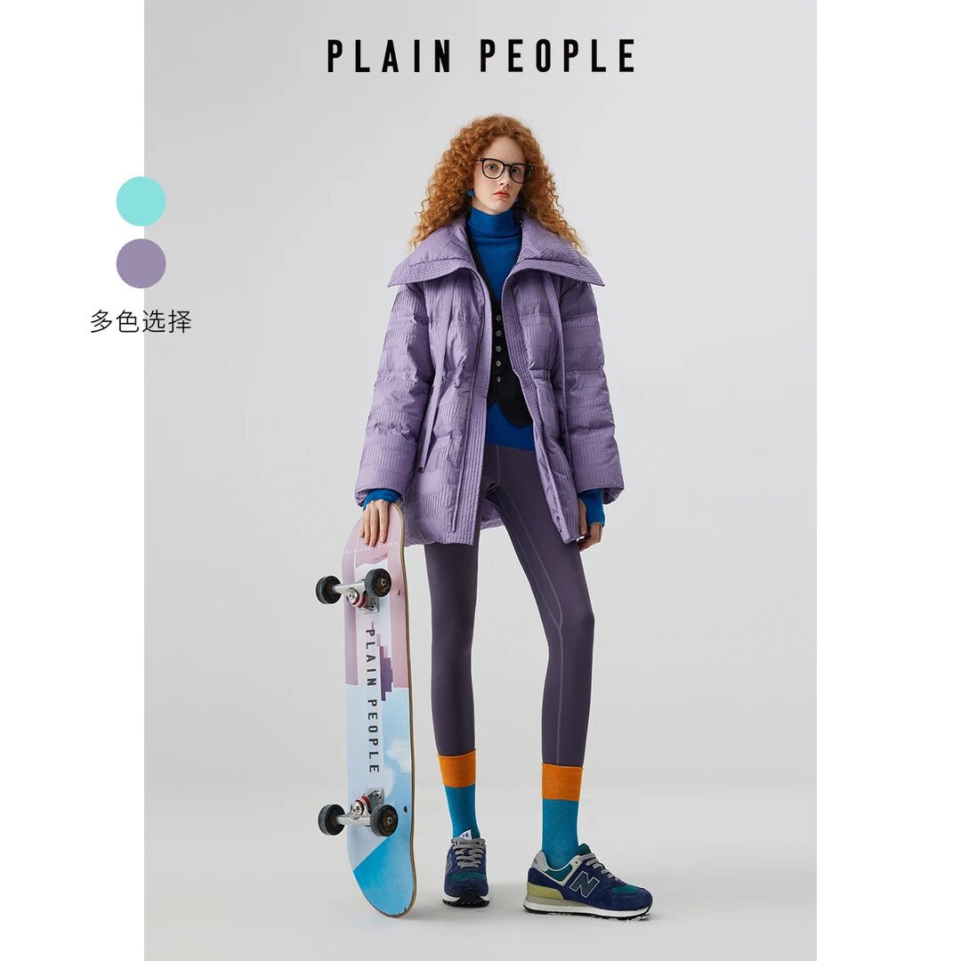 PLAIN PEOPLE【风琴羽绒服】美式复古短羽绒服女装紫色2024冬季新款