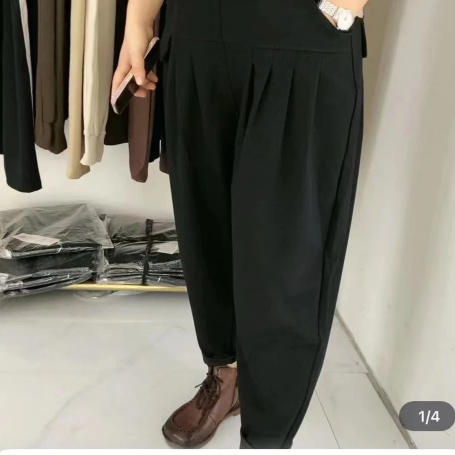 29112-3大码高腰百搭显瘦宽松弹力时尚哈伦休闲裤