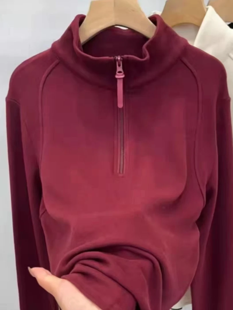 双面绒半拉链打底上衣23288