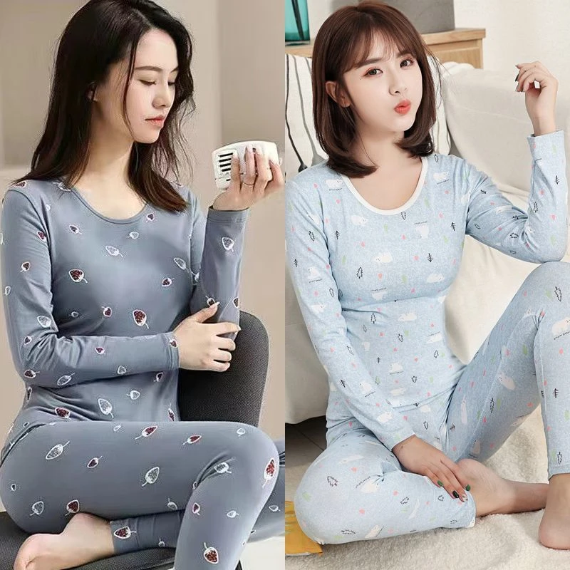 【两套价】保暖内衣女薄款加绒束身秋衣秋裤女学生套装打底衫冬季