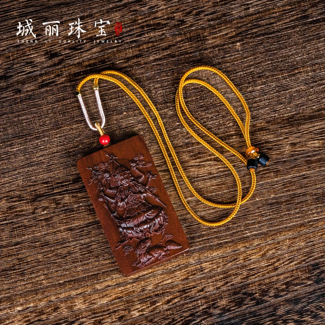 非金属木质吊坠 【城丽】 雷击木金符斗姆元君项链/条FL-2118
