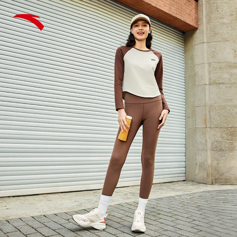 安踏瑜伽裤女弹力外穿提臀紧身九分裤跑步健身运动长裤