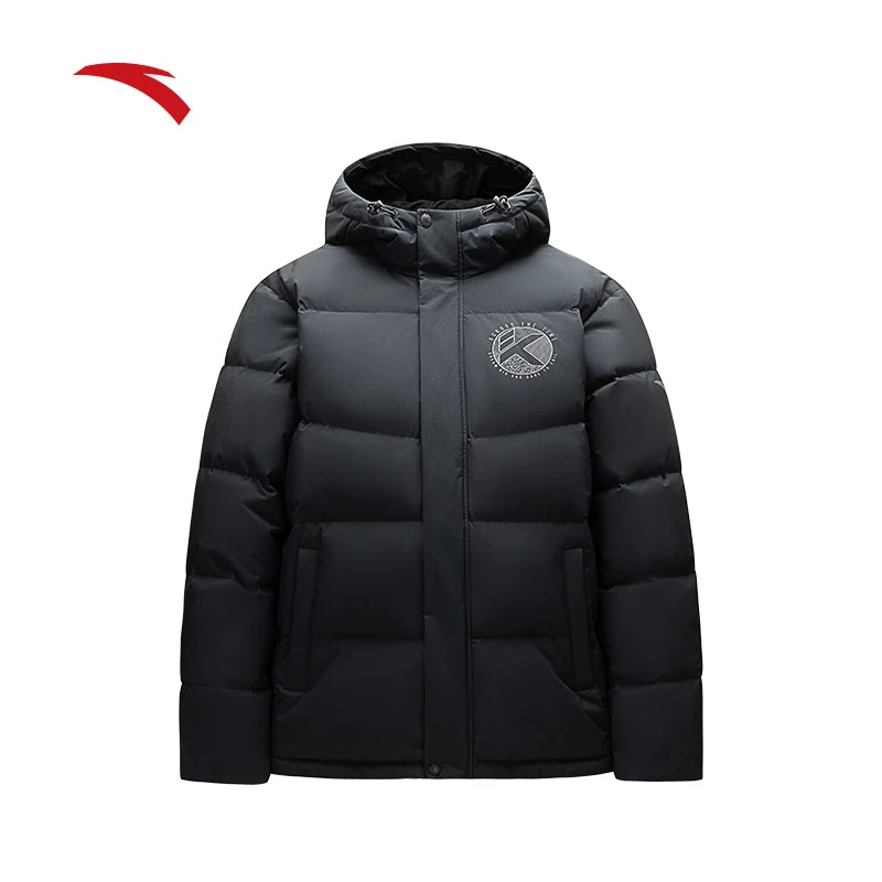 安踏速暖羽绒丨KT连帽羽绒服男士冬季短款鸭绒保暖外套N