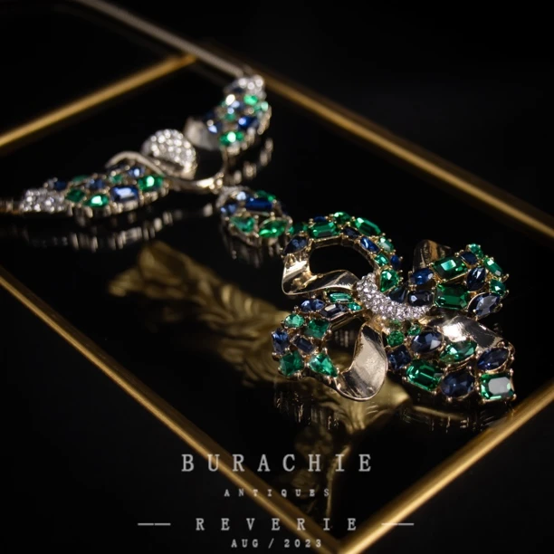 铜合金仿水晶胸针 【4642】店主珍藏1950s 巴黎珠宝风致敬香奶奶