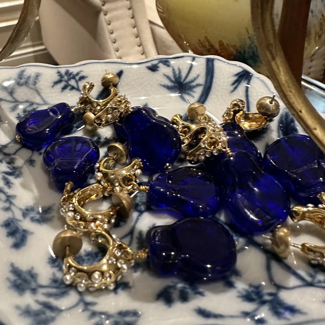 铜合金仿水晶耳饰 【9729】意|精品店 查尔斯蓝太美了