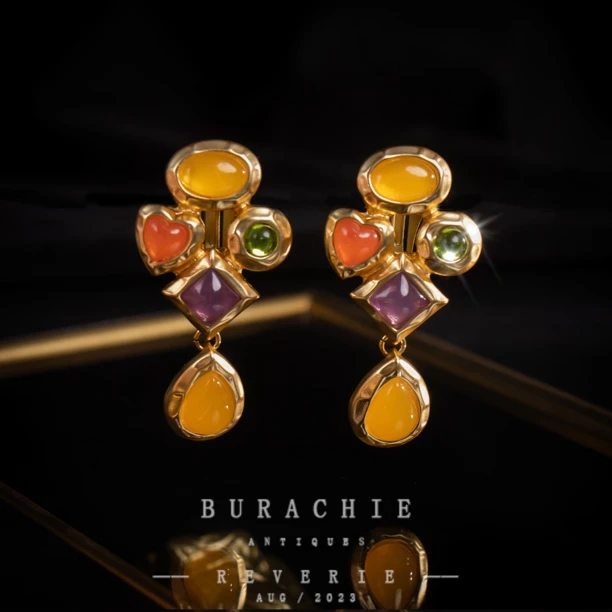 铜合金仿水晶耳饰 【4898】经典收藏 |彩虹琉璃果冻